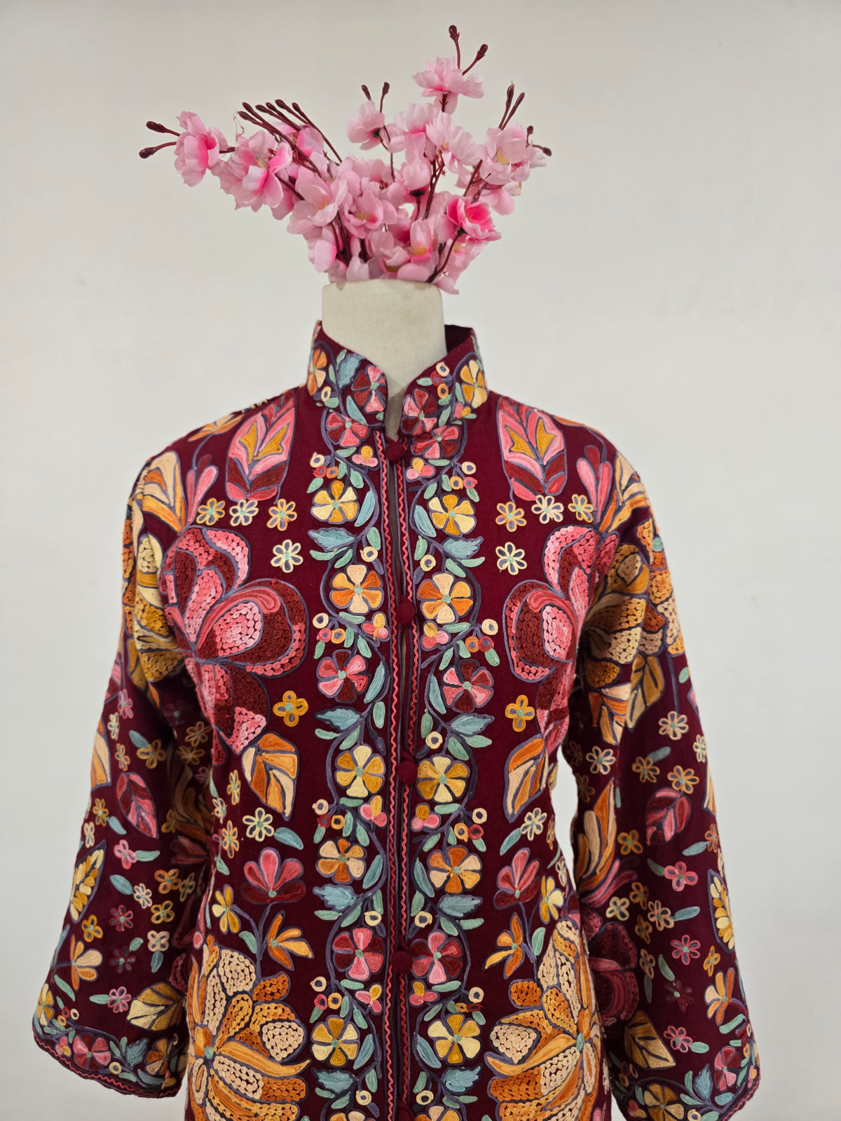 Gulnaar Burgundy Aari Embroidered Jacket