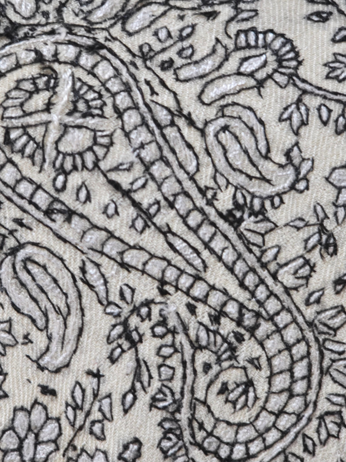 Pure Pashmina 3 Yards Silver Fern Whisper: Sozni Hand Embroidered