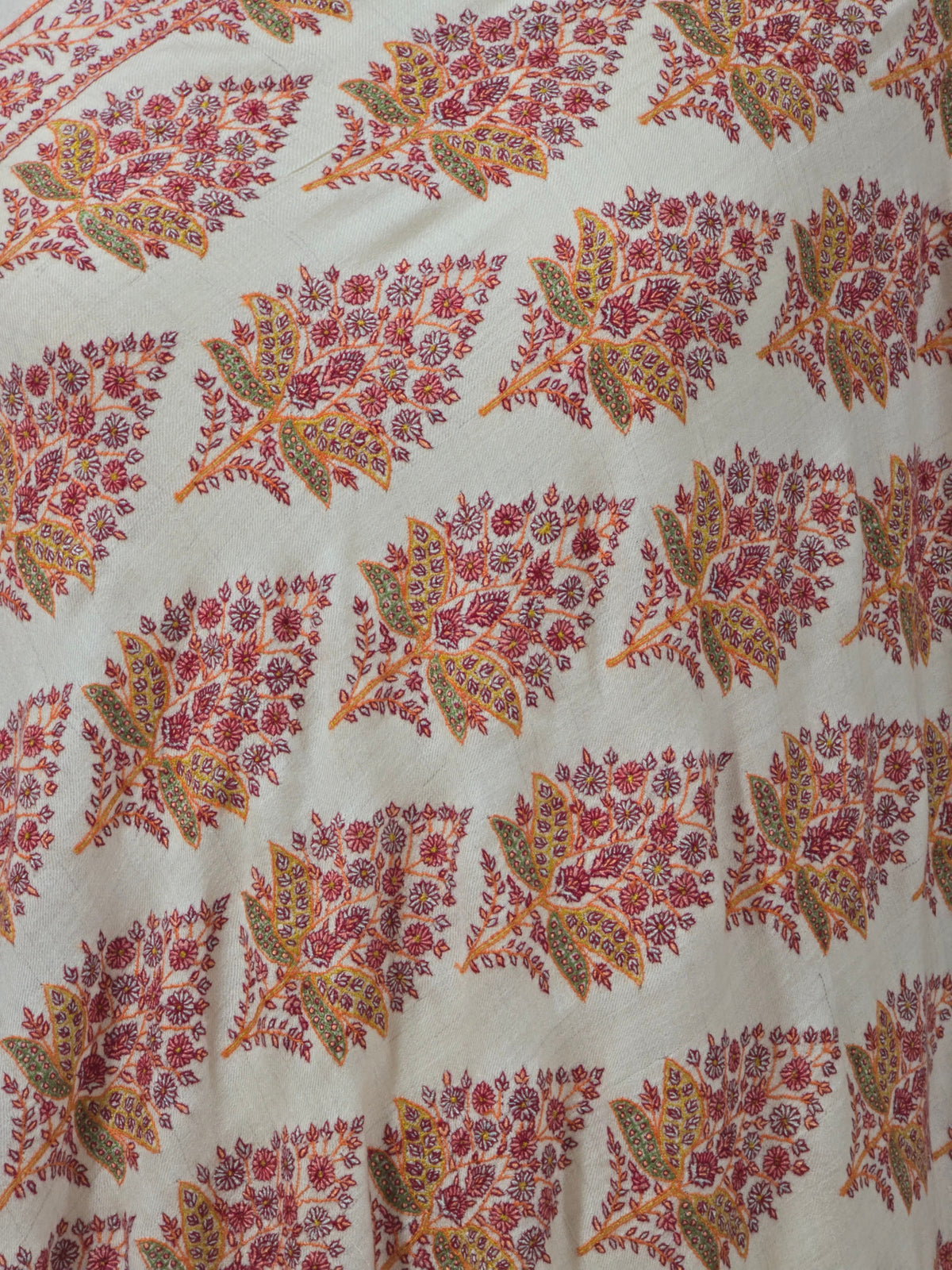 Pure Pashmina 3 Yards Autumn Petal Glow: Sozni Hand Embroidered
