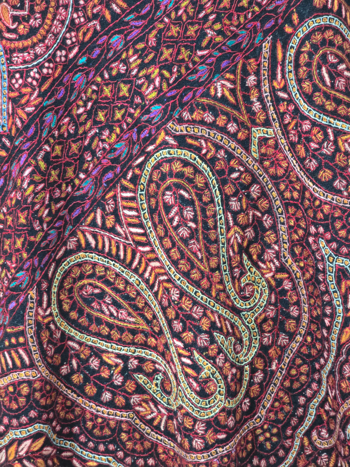 Pure Pashmina 3 Yards Kalamkari Shawl Sozni Hand Embroidered