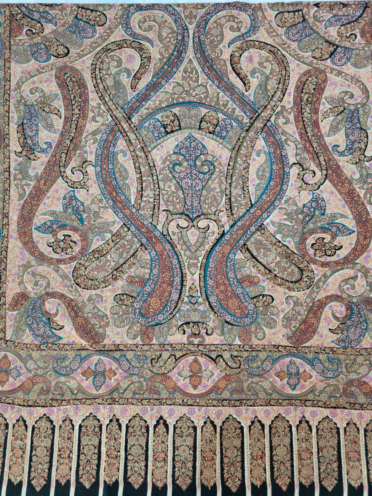 Pure Pashmina 3 Yards Kalamkari Sozni Hand Embroidered