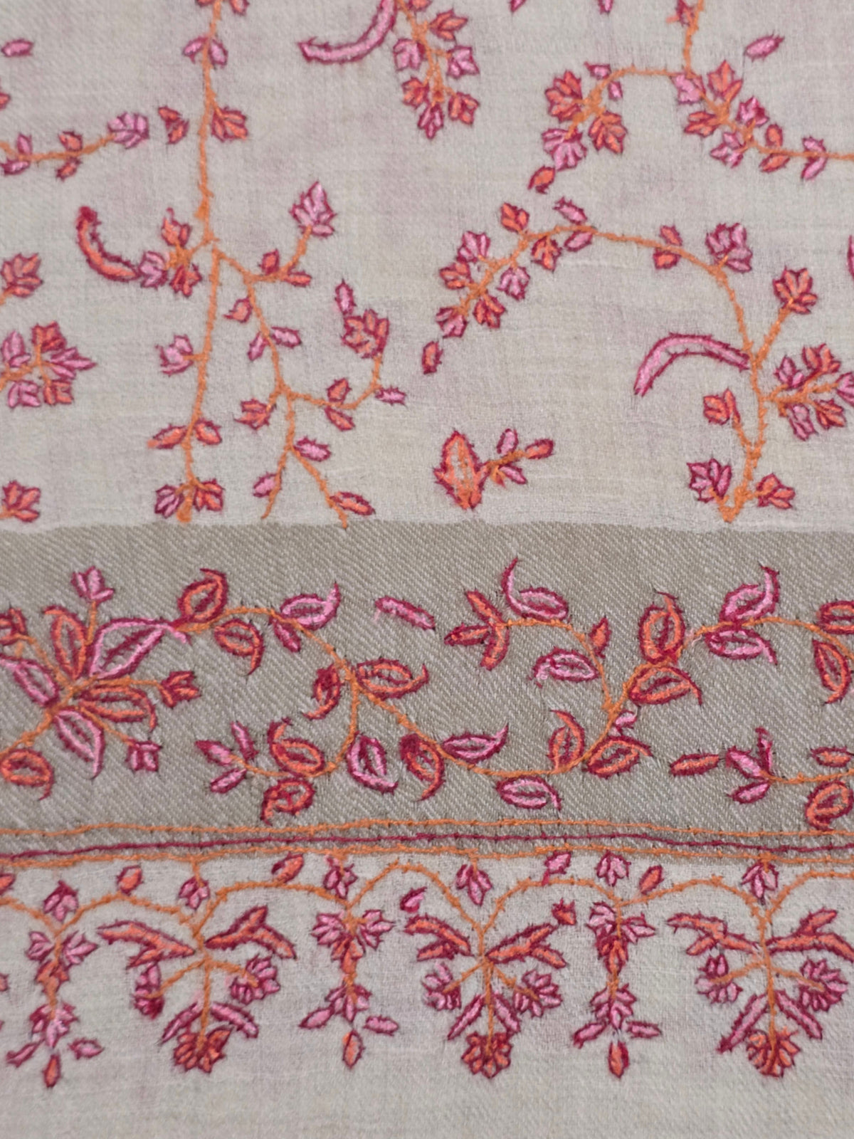 Rosevine Allure: Hand Embroidered Pure Pashmina Shawl