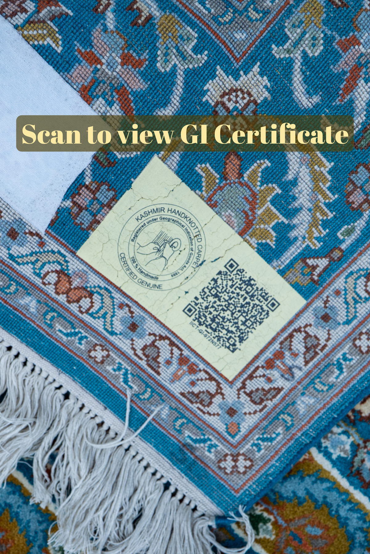 6ft x 4ft: Turquoise Palace Frame: Hand Knotted Mulberry silk on silk Kashmiri Carpet