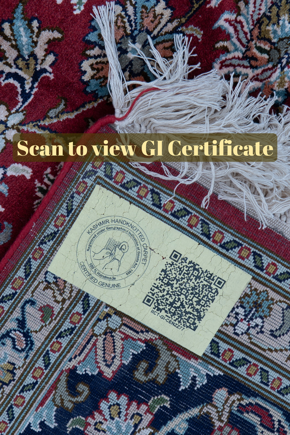 7ft * 5ft: Imperial Ruby Grandeur: Hand Knotted Mulberry silk on silk Kashmiri Carpet