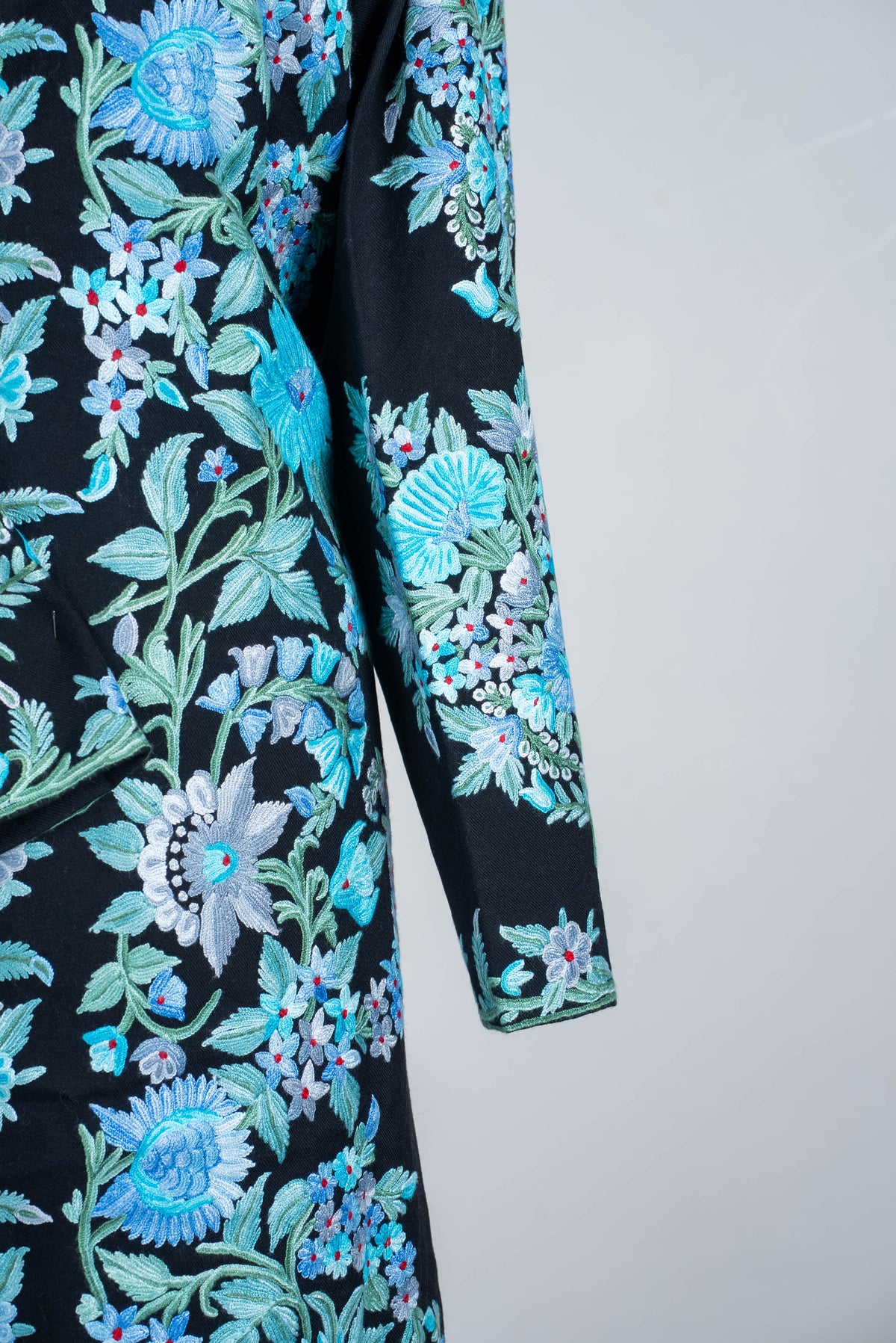 Midnight Bloom Aari Hand Embroidered Long Jacket