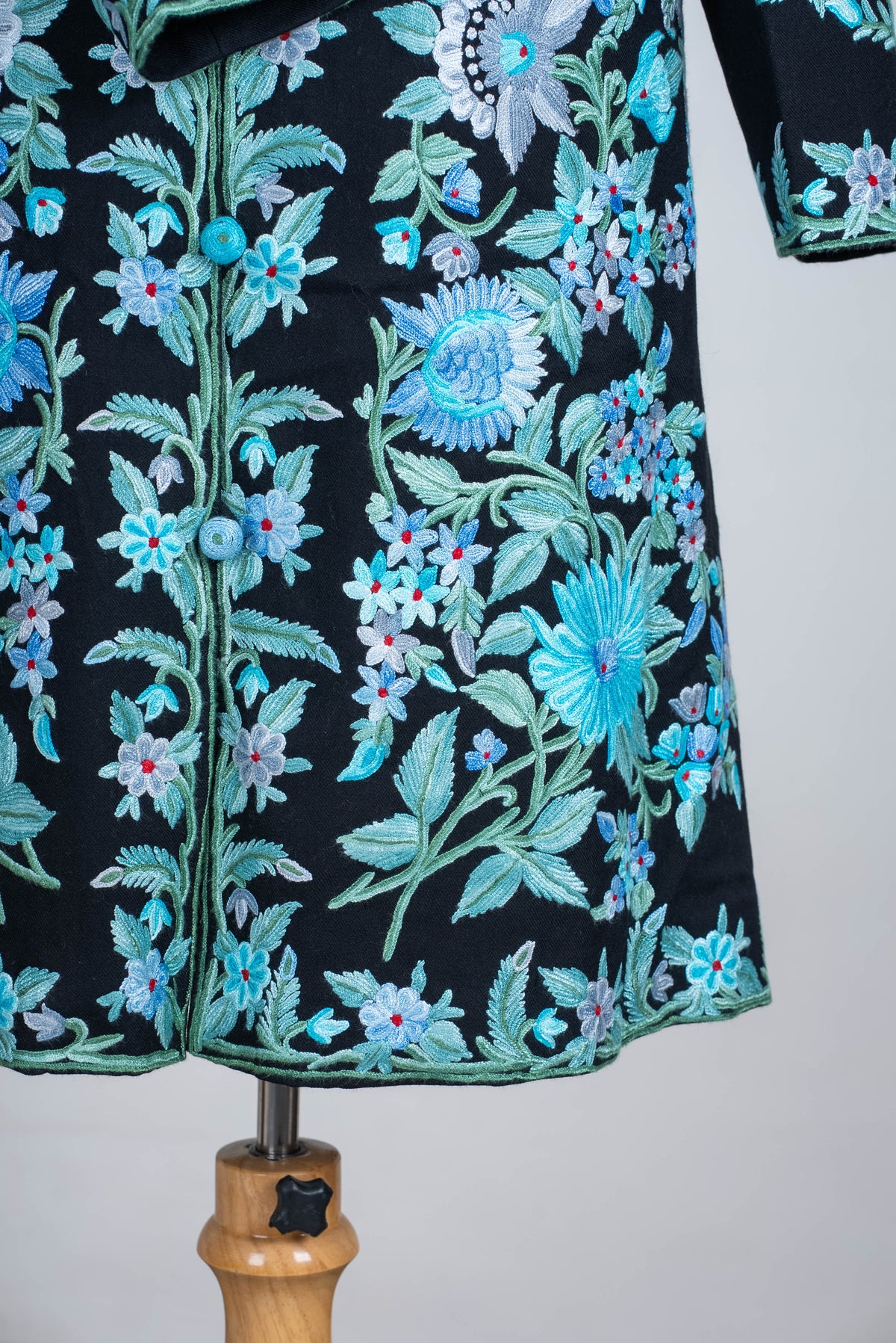 Midnight Bloom Aari Hand Embroidered Long Jacket