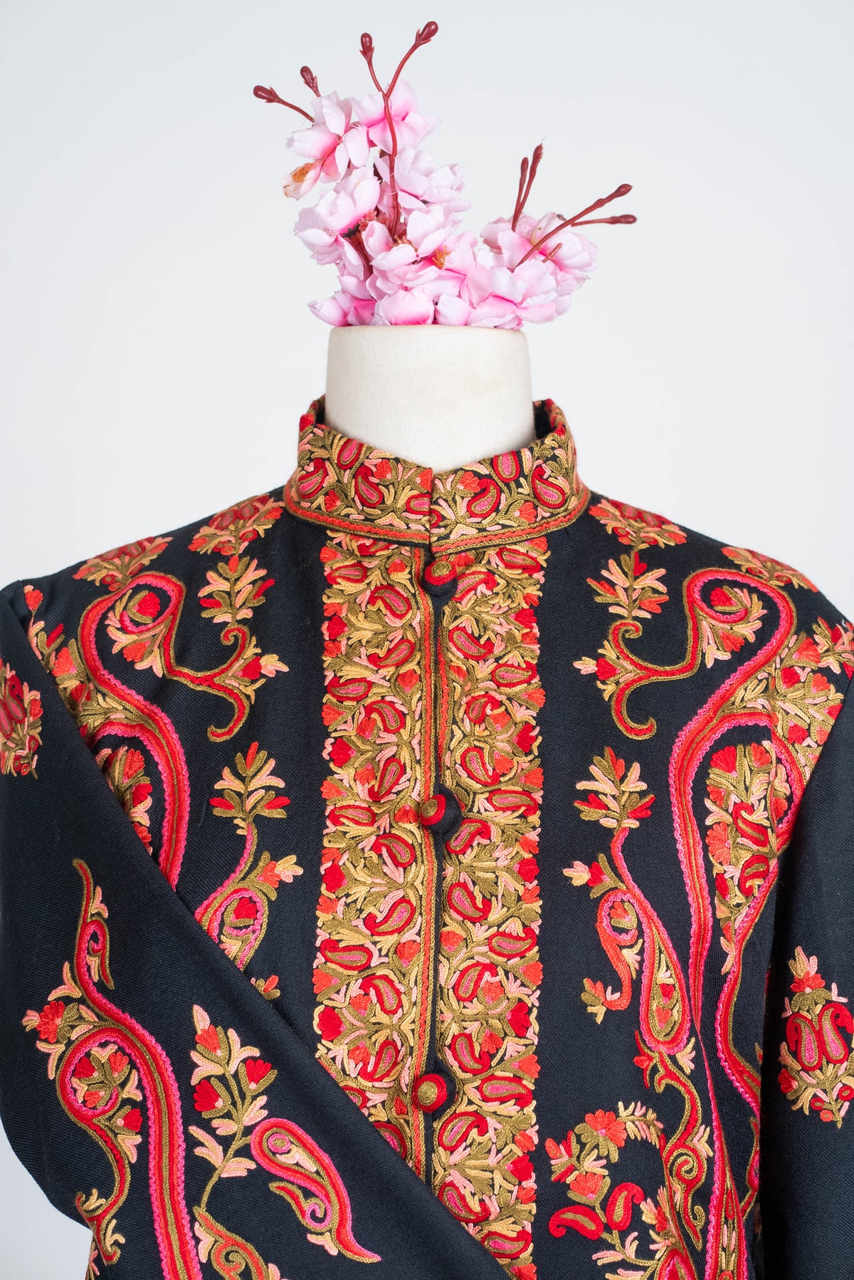 Crimson Paisley Aari Hand Embroidered Short Jacket