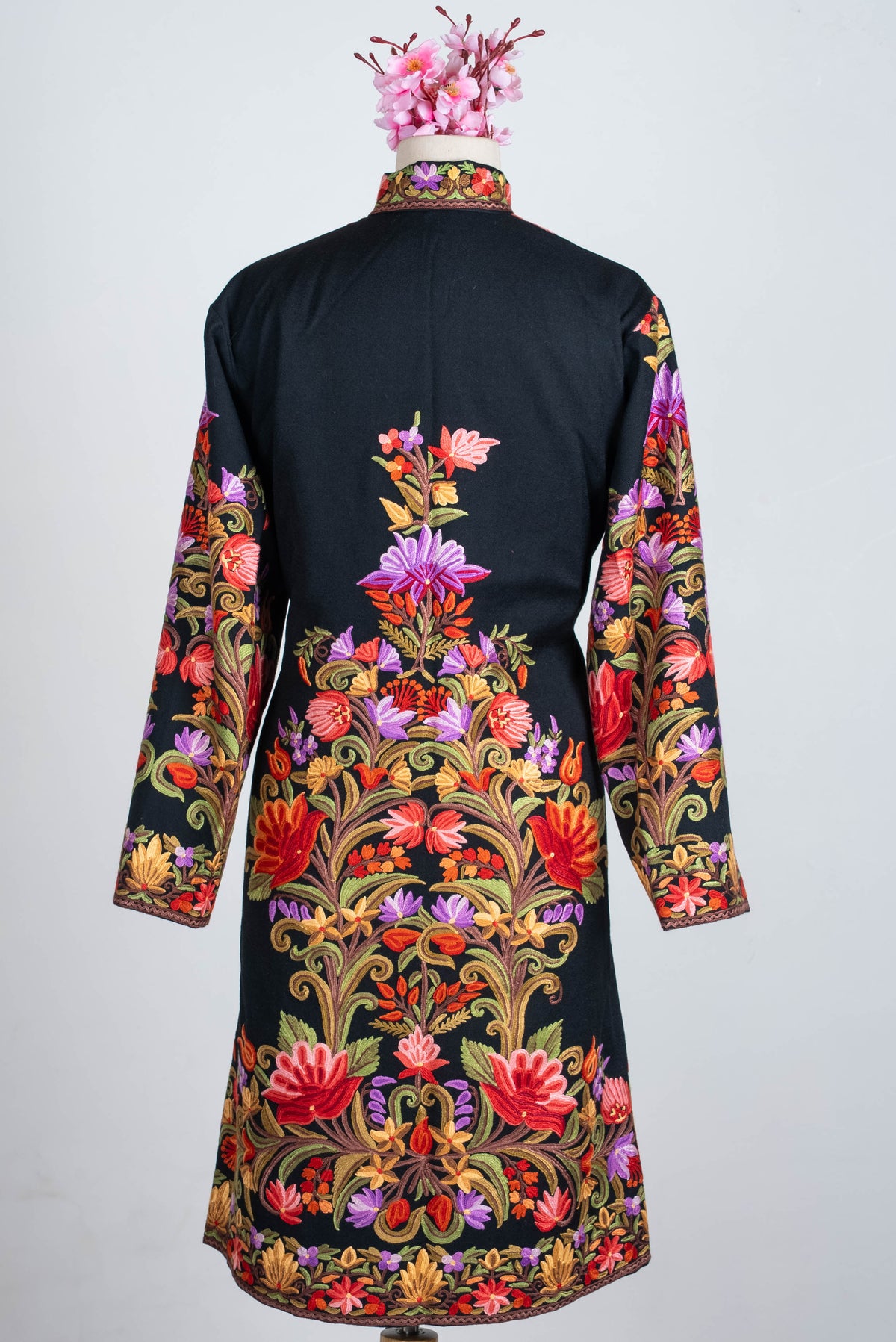 Enchanted Florals Aari Hand Embroidered Long Jacket