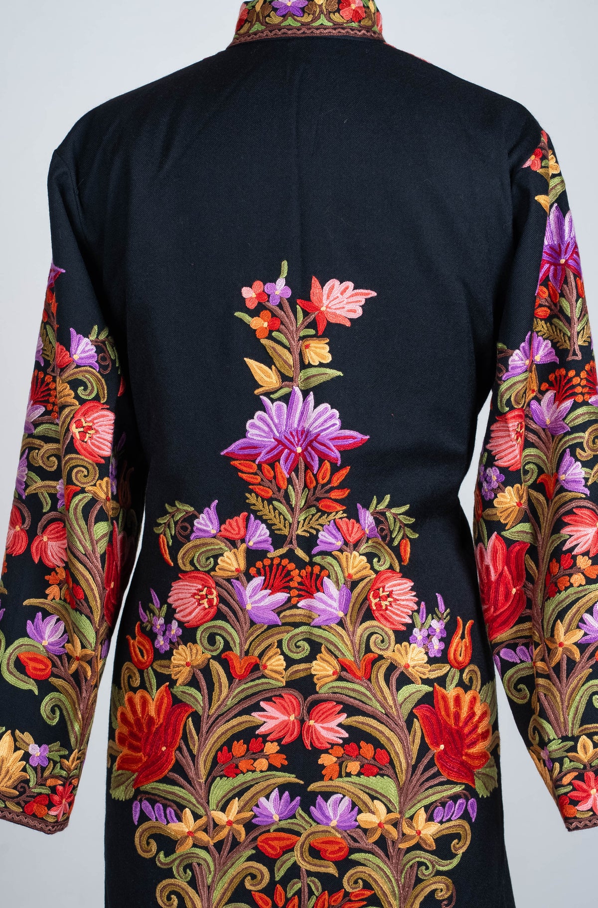 Enchanted Florals Aari Hand Embroidered Long Jacket