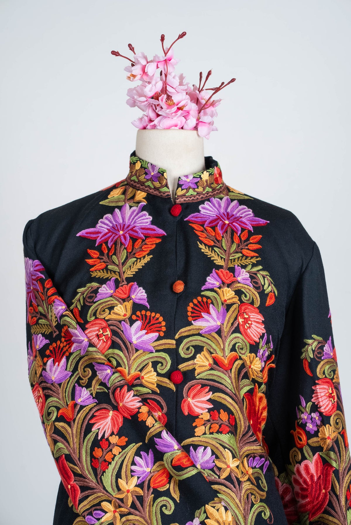 Enchanted Florals Aari Hand Embroidered Long Jacket