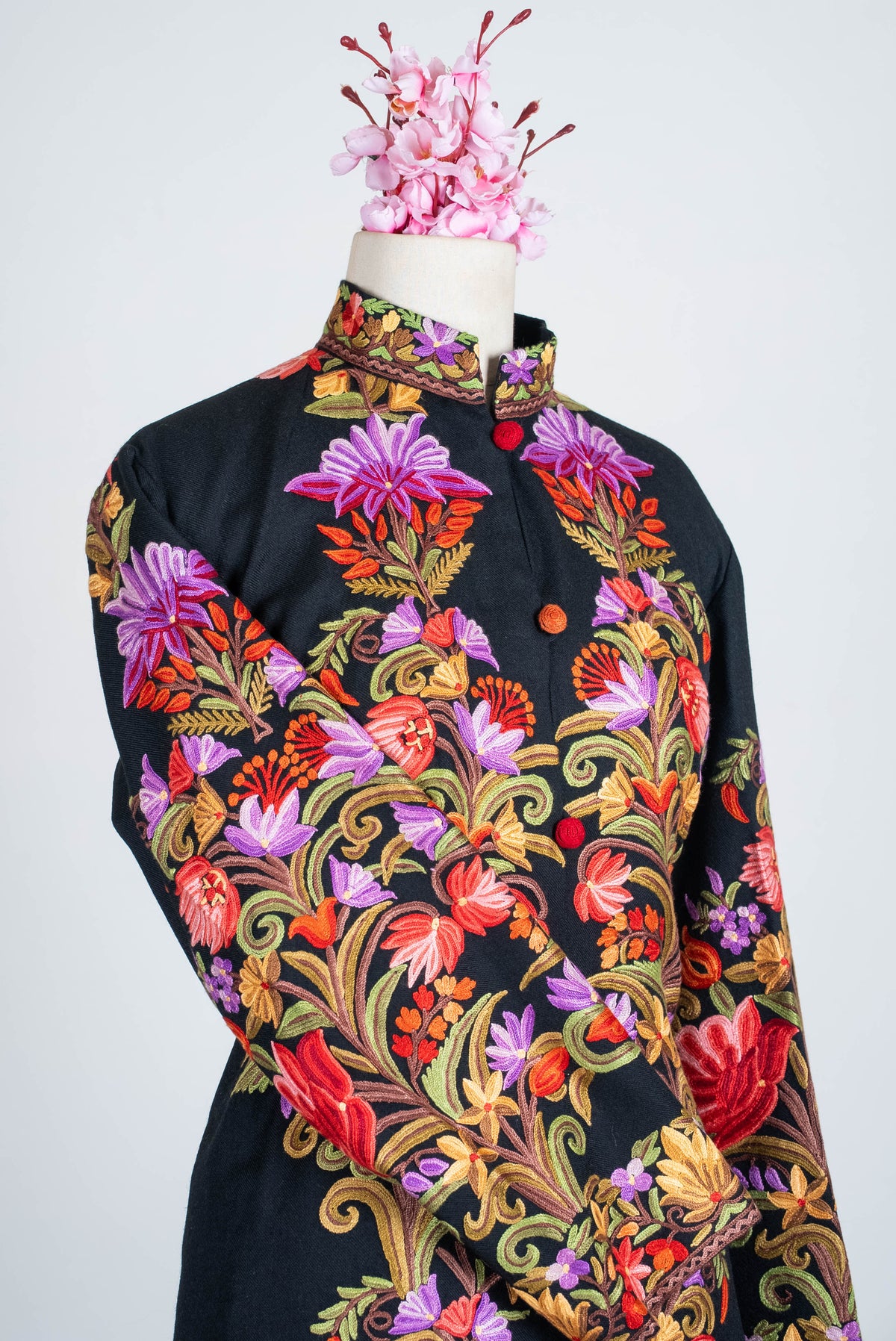 Enchanted Florals Aari Hand Embroidered Long Jacket