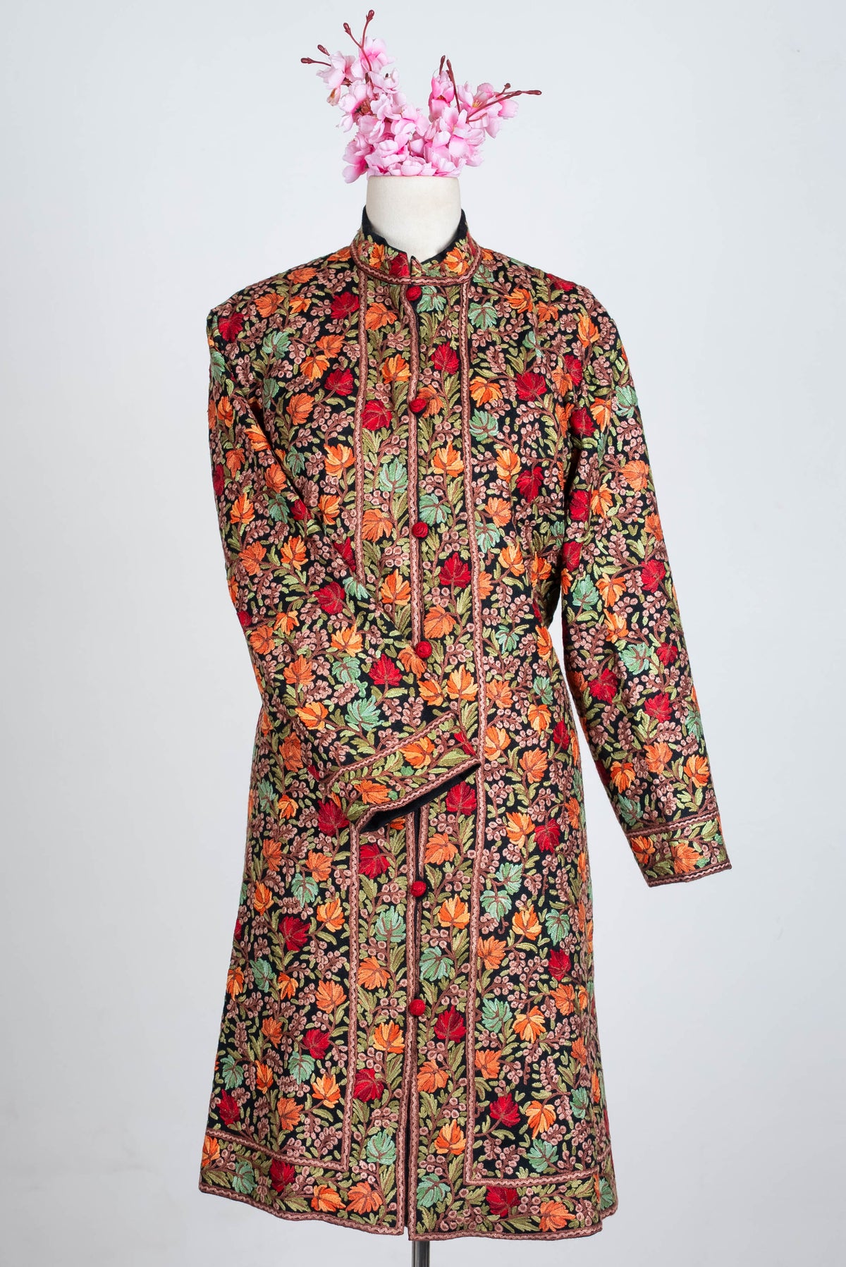 Autumn Vine Aari Hand Embroidered Long Jacket