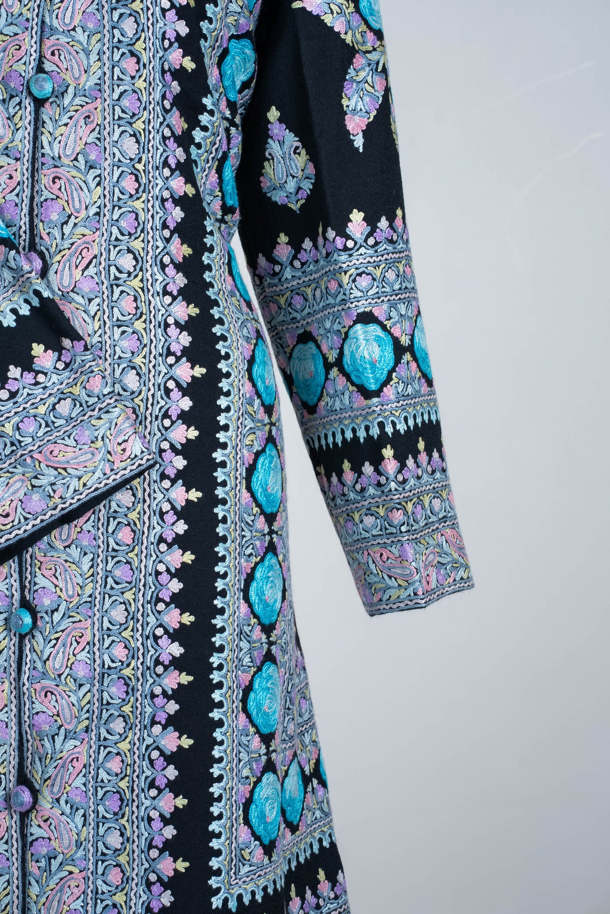 Frosted Paisley Aari Hand Embroidered Long Jacket