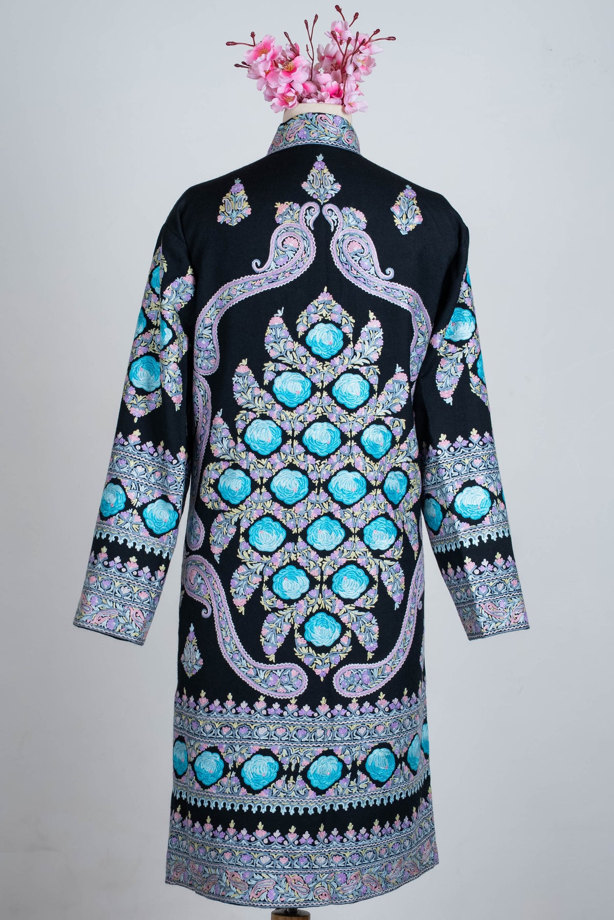 Frosted Paisley Aari Hand Embroidered Long Jacket