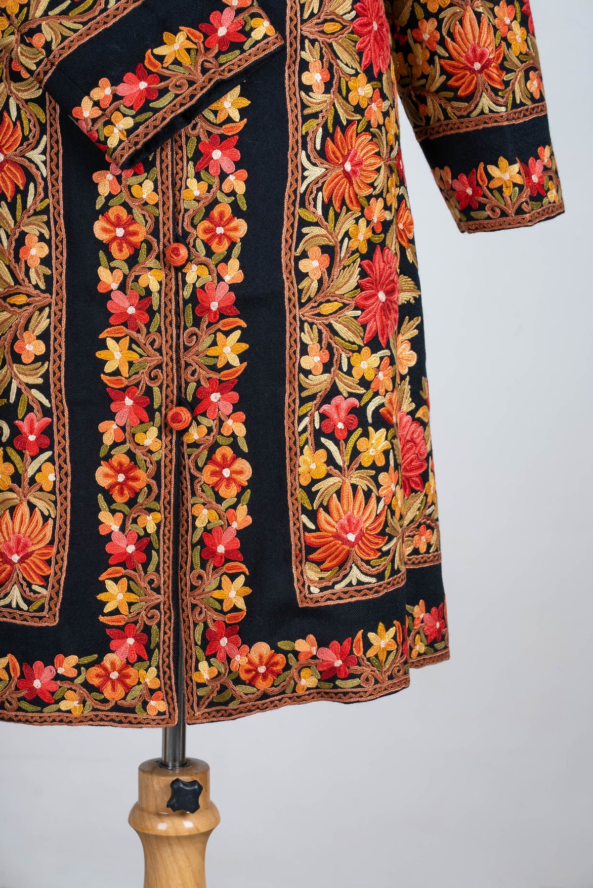 Autumn Floral Aari Hand Embroidered Long Jacket