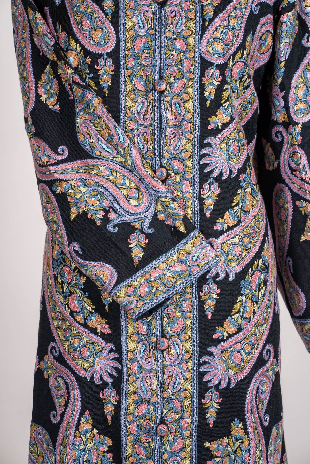 Pastel Paisley Aari Hand Embroidered Long Jacket