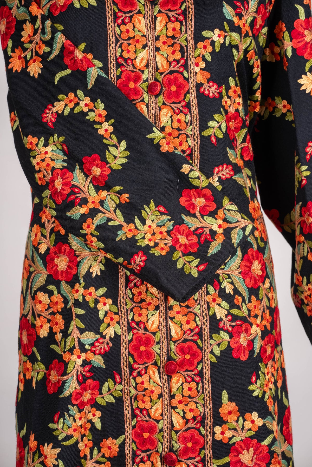 Crimson Garden Aari Hand Embroidered Long Jacket