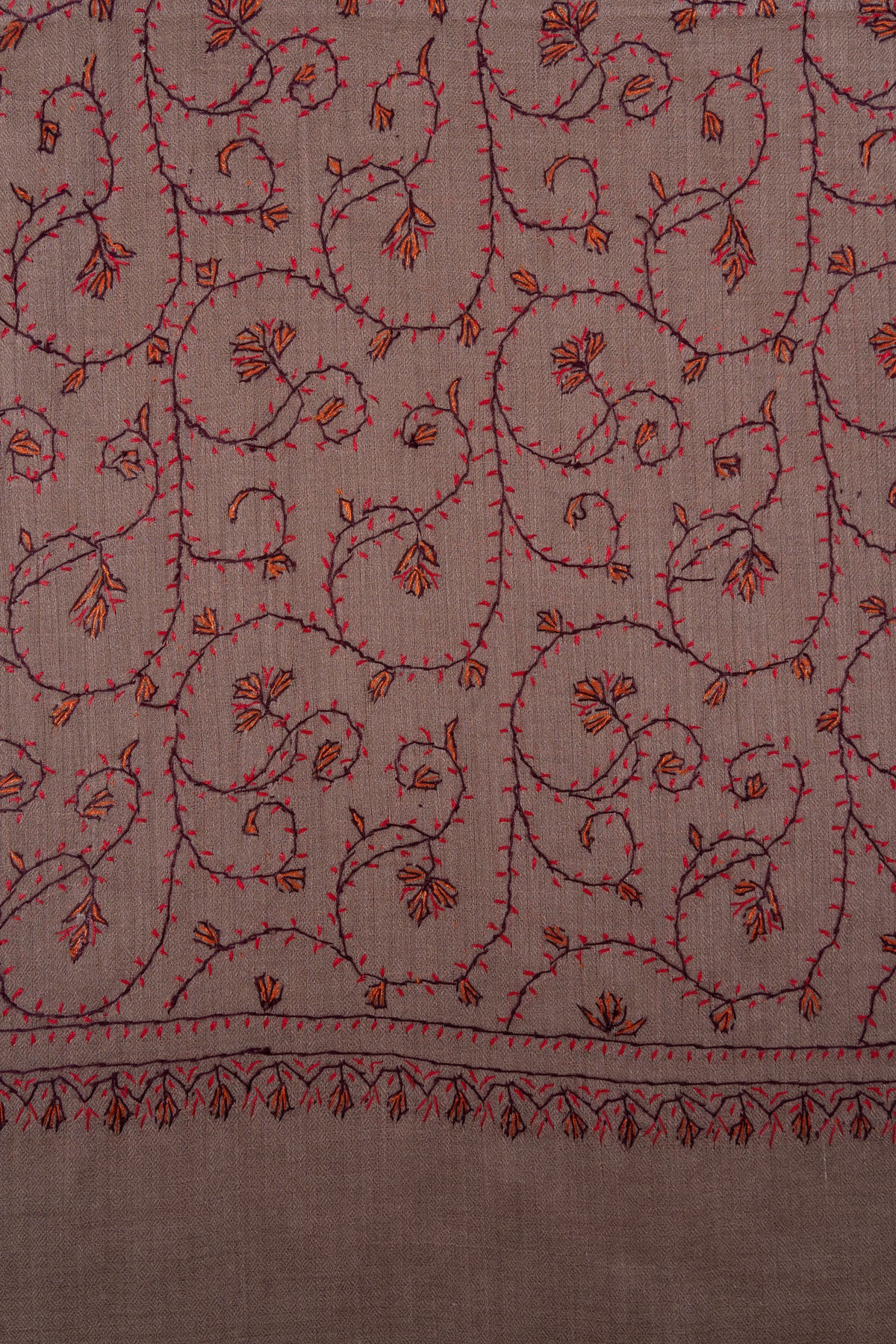 Rosewood Vine 2.5 Yards Sozni Hand Embroidered Shawl