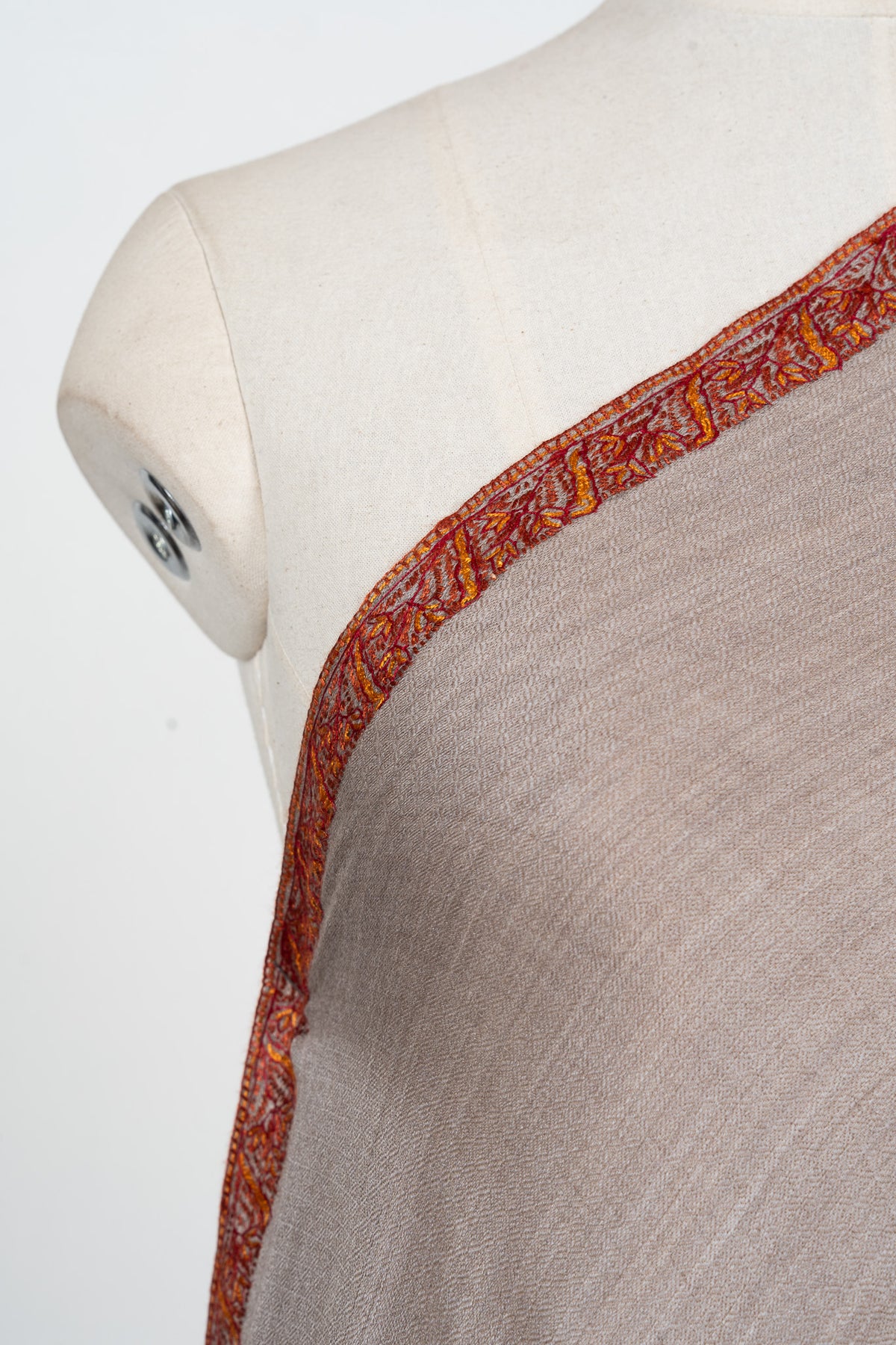 Desert Sand 2.5 Yards Sozni Hand Embroidered Shawl