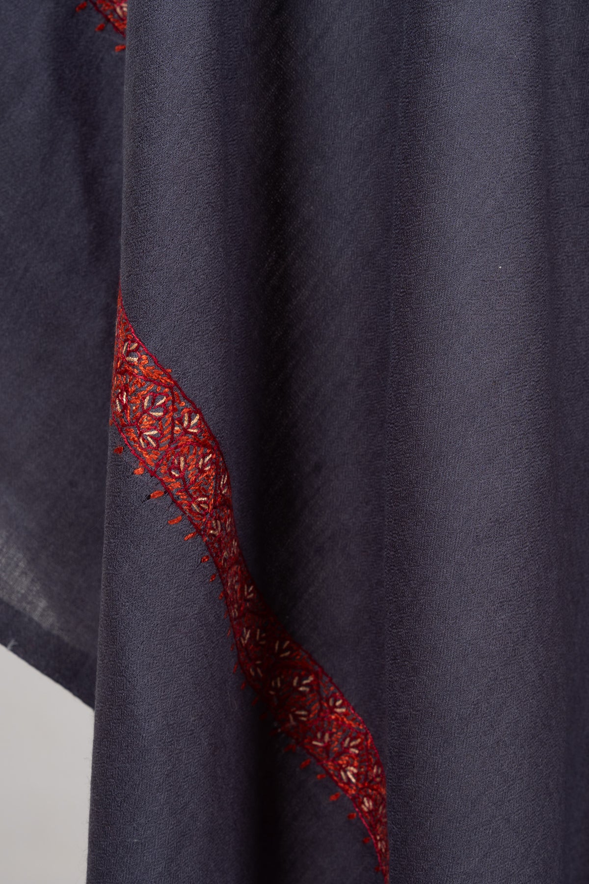 Smoky Plum 2.5 Yards Sozni Hand Embroidered Shawl