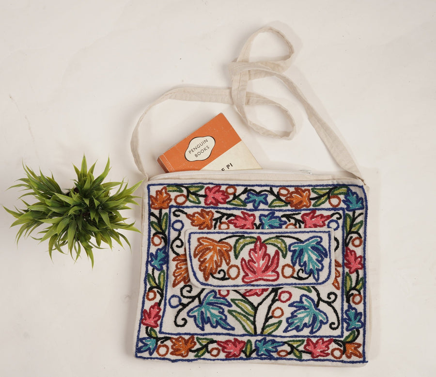 Premium Kashmiri Hand Embroidered Hand-Bag - KashmKari