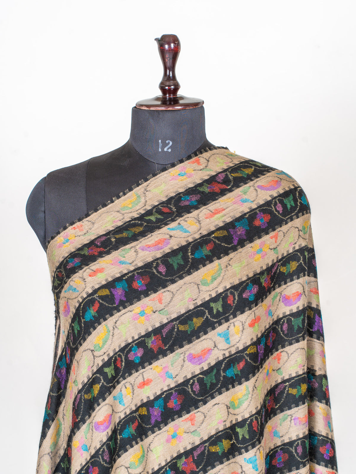 Striped Elegance Hand Woven Kani Pure Pashmina Shawl