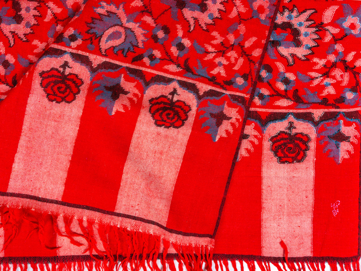 Scarlet Heritage Pure Pashmina Hand Woven Kani Shawl