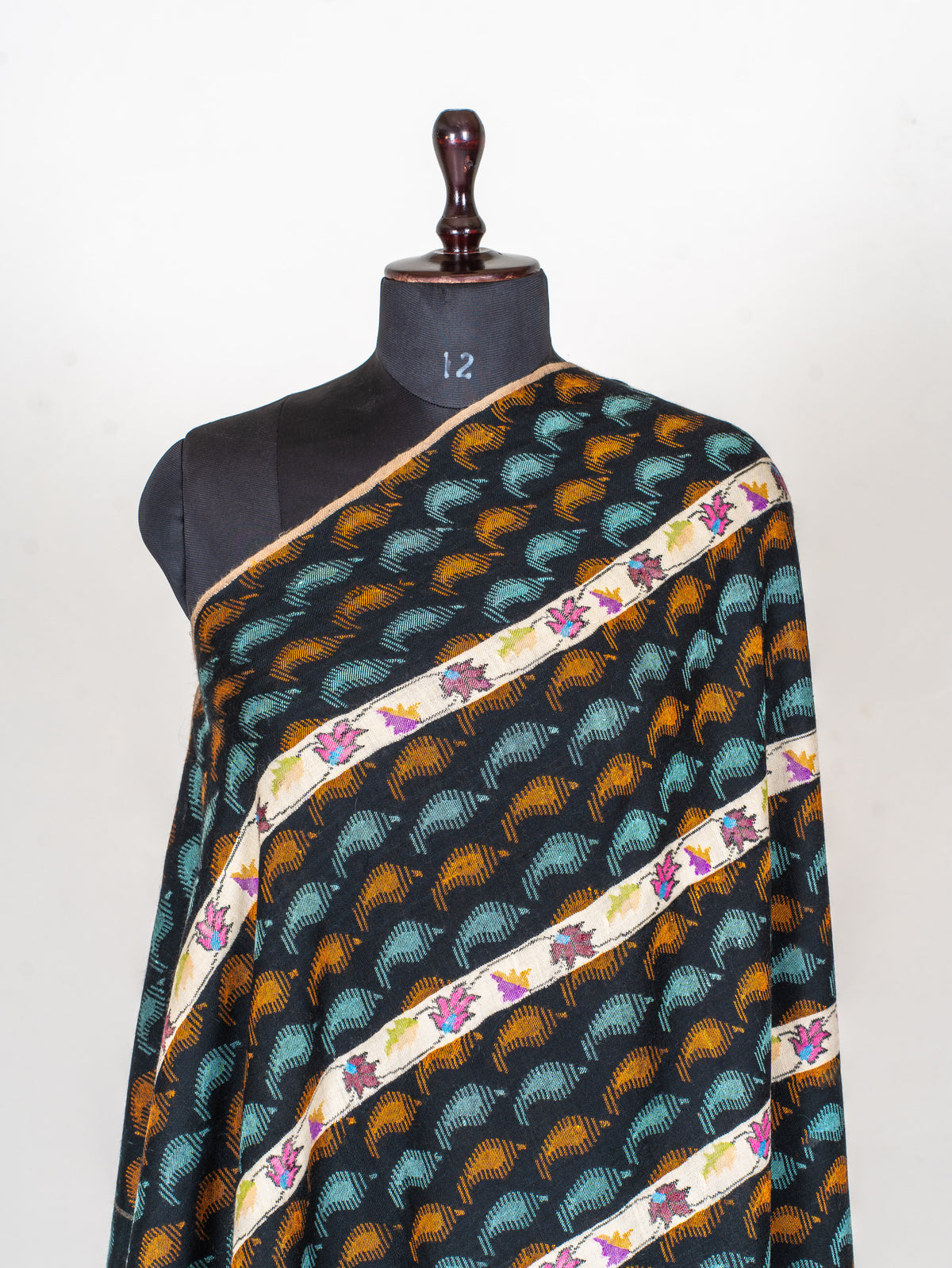 Midnight Rhythm Hand Woven Kani Pure Pashmina Shawl