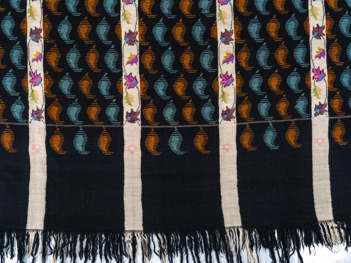 Midnight Rhythm Hand Woven Kani Pure Pashmina Shawl