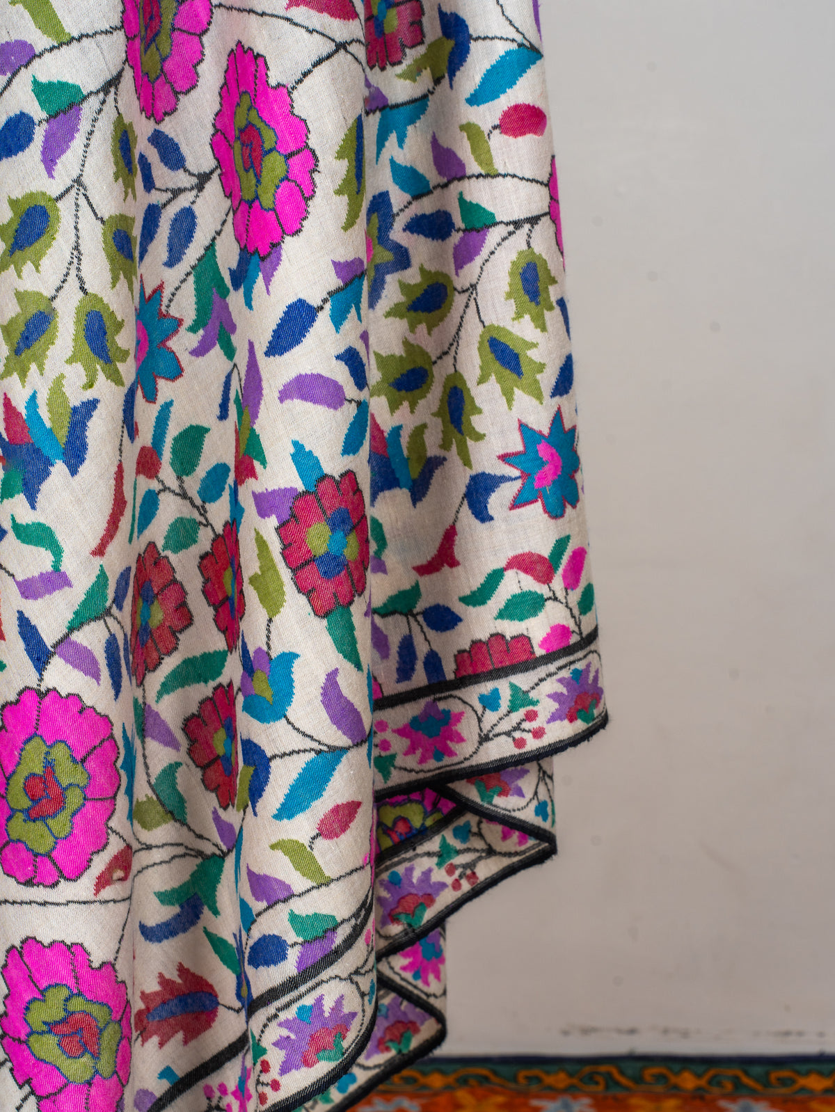 Blossom Trail Pure Pashmina Hand Woven Kani Shawl