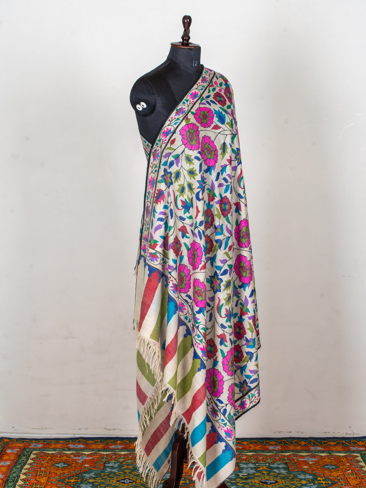 Blossom Trail Pure Pashmina Hand Woven Kani Shawl