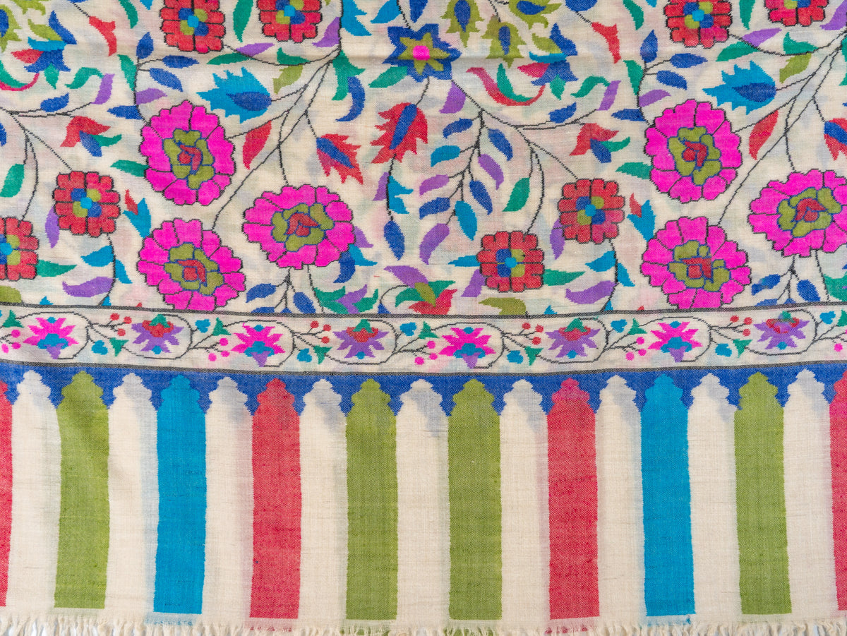 Blossom Trail Pure Pashmina Hand Woven Kani Shawl