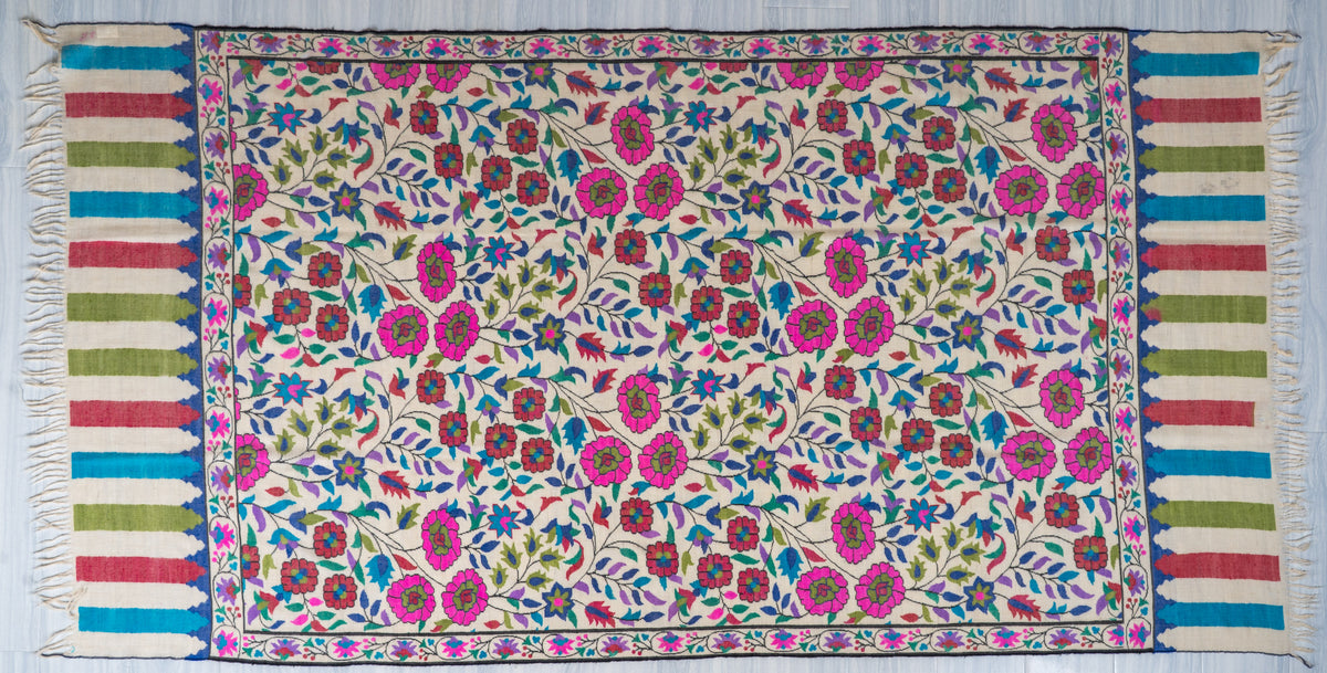 Blossom Trail Pure Pashmina Hand Woven Kani Shawl