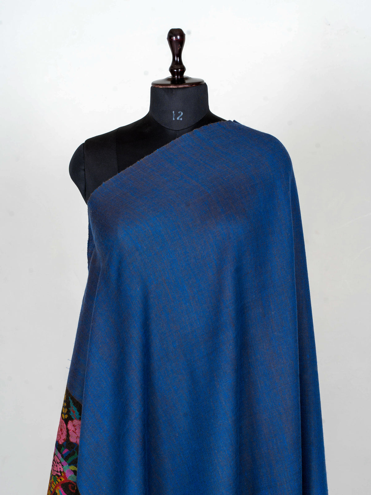 Cobalt Contrast Pure Pashmina Hand Woven Kani Shawl