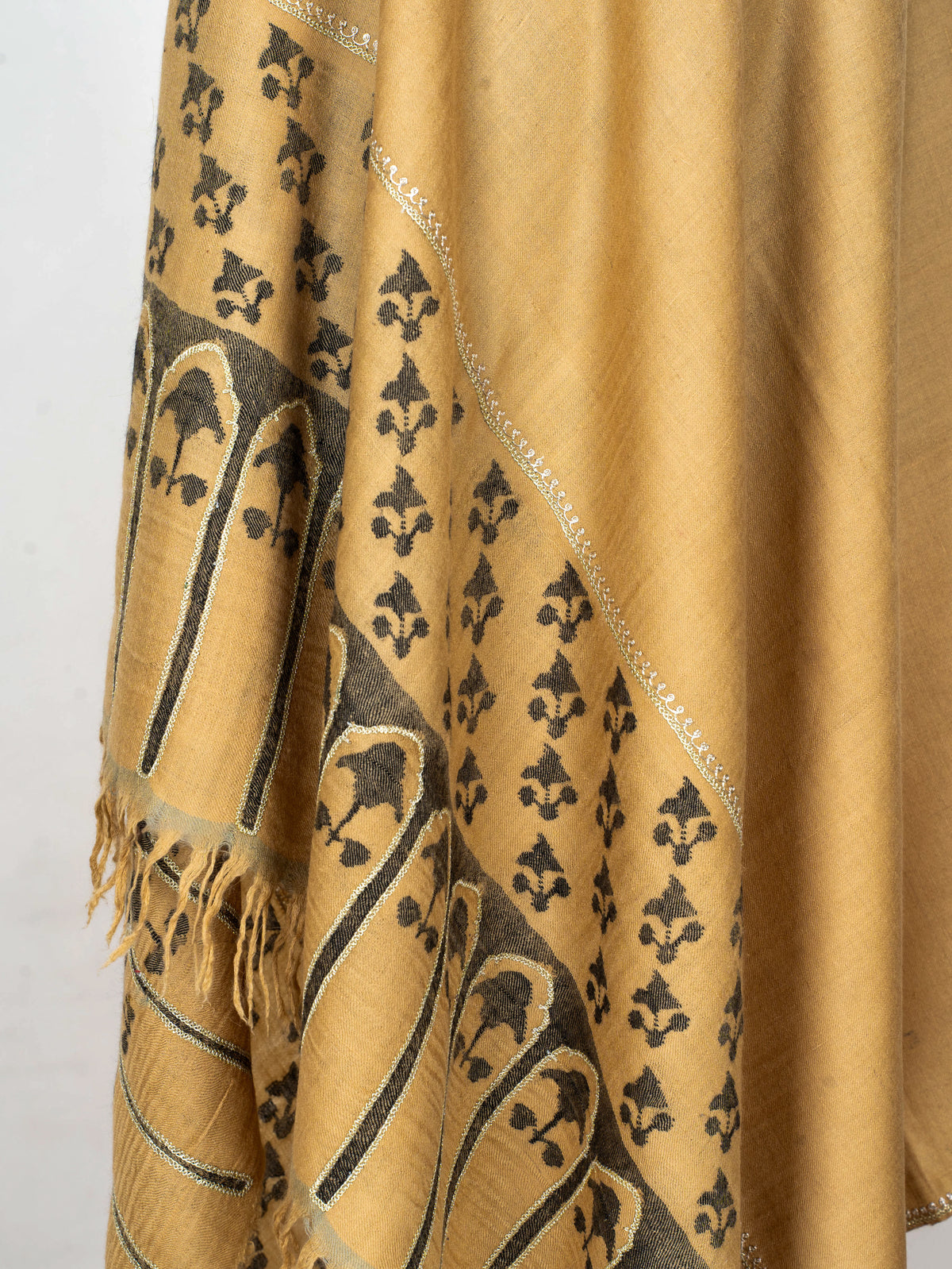 Saffron Script Pure Pashmina Hand Woven Kani Shawl