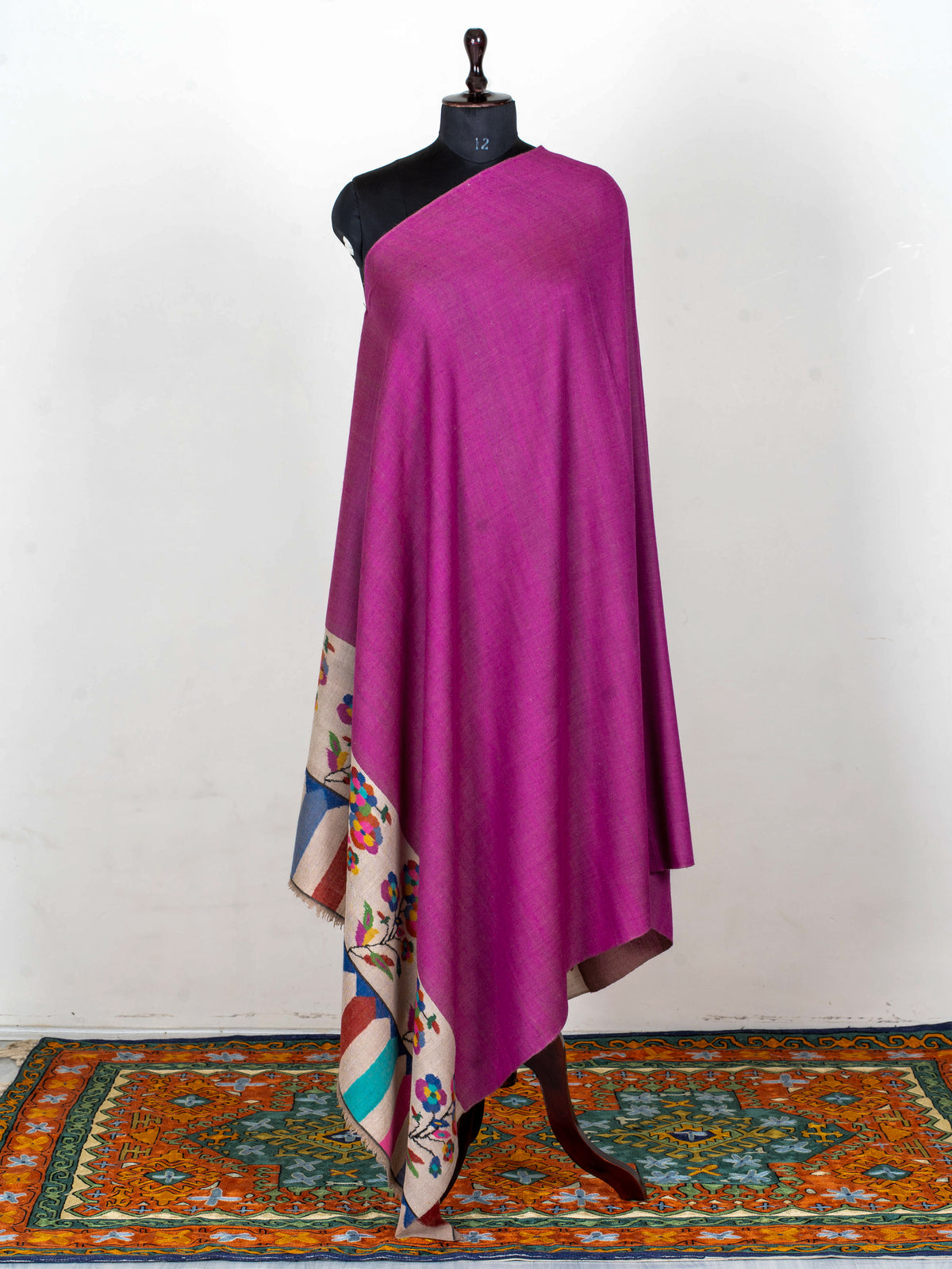 Magenta Whisper Pure Pashmina Hand Woven Kani Shawl