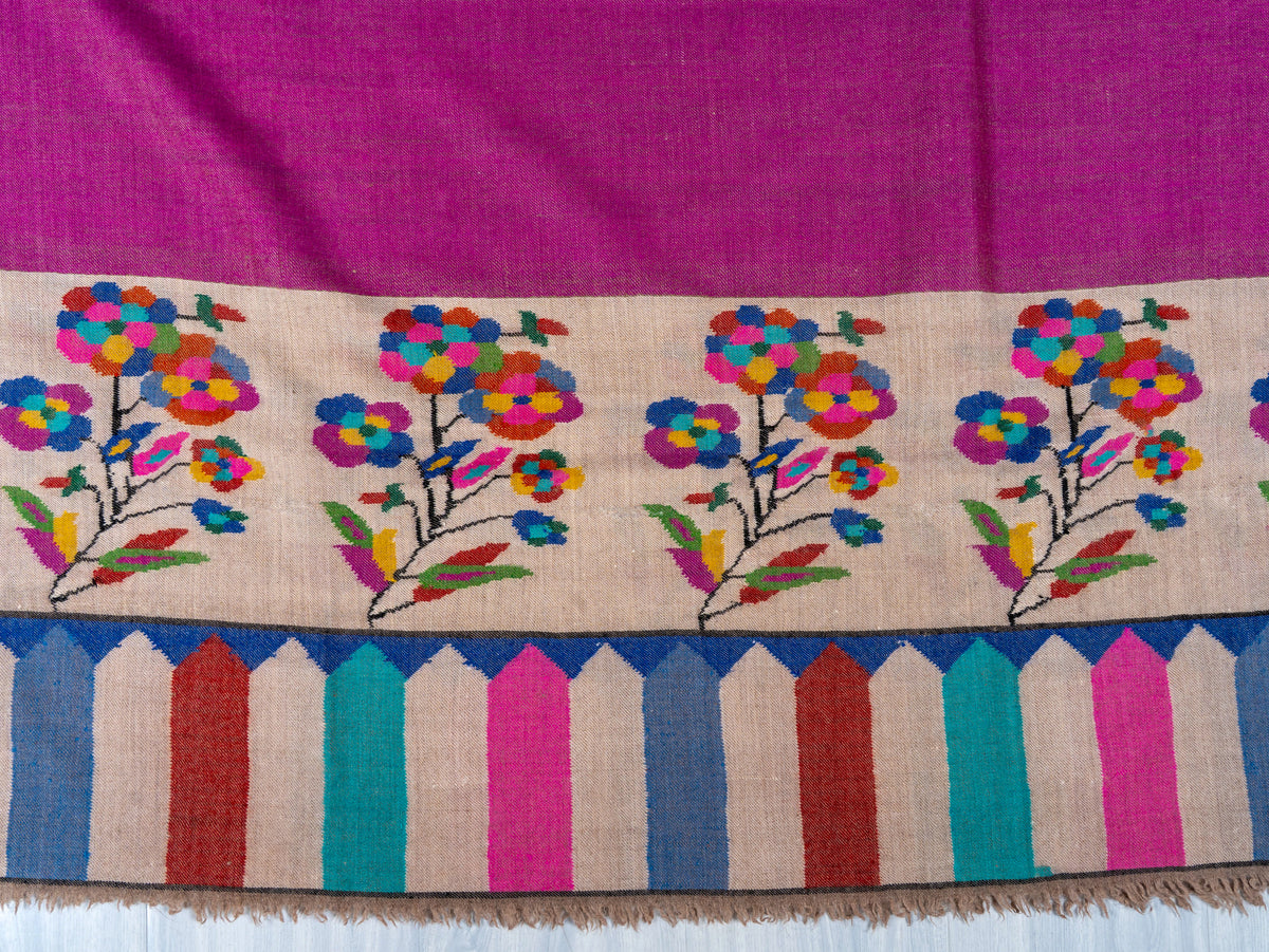 Magenta Whisper Pure Pashmina Hand Woven Kani Shawl
