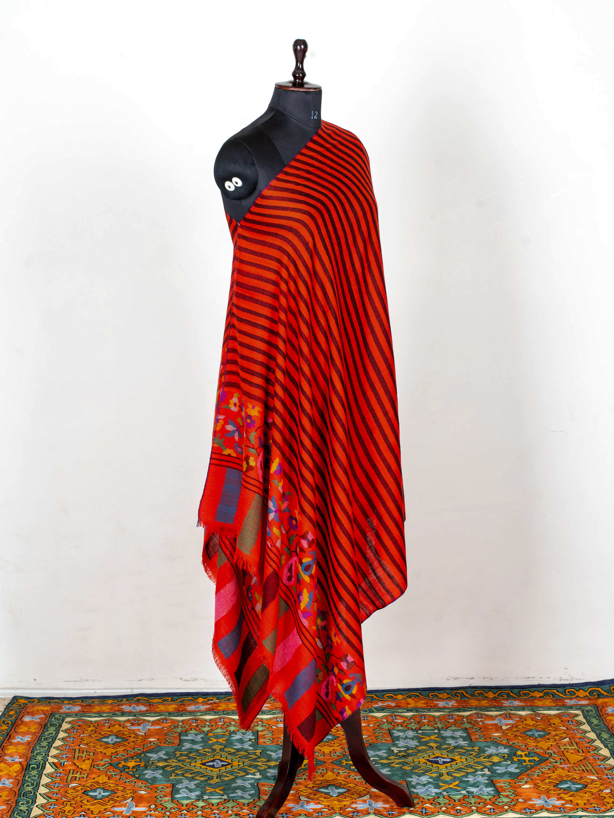Scarlet Lines Hand Woven Kani Pure Pashmina Shawl