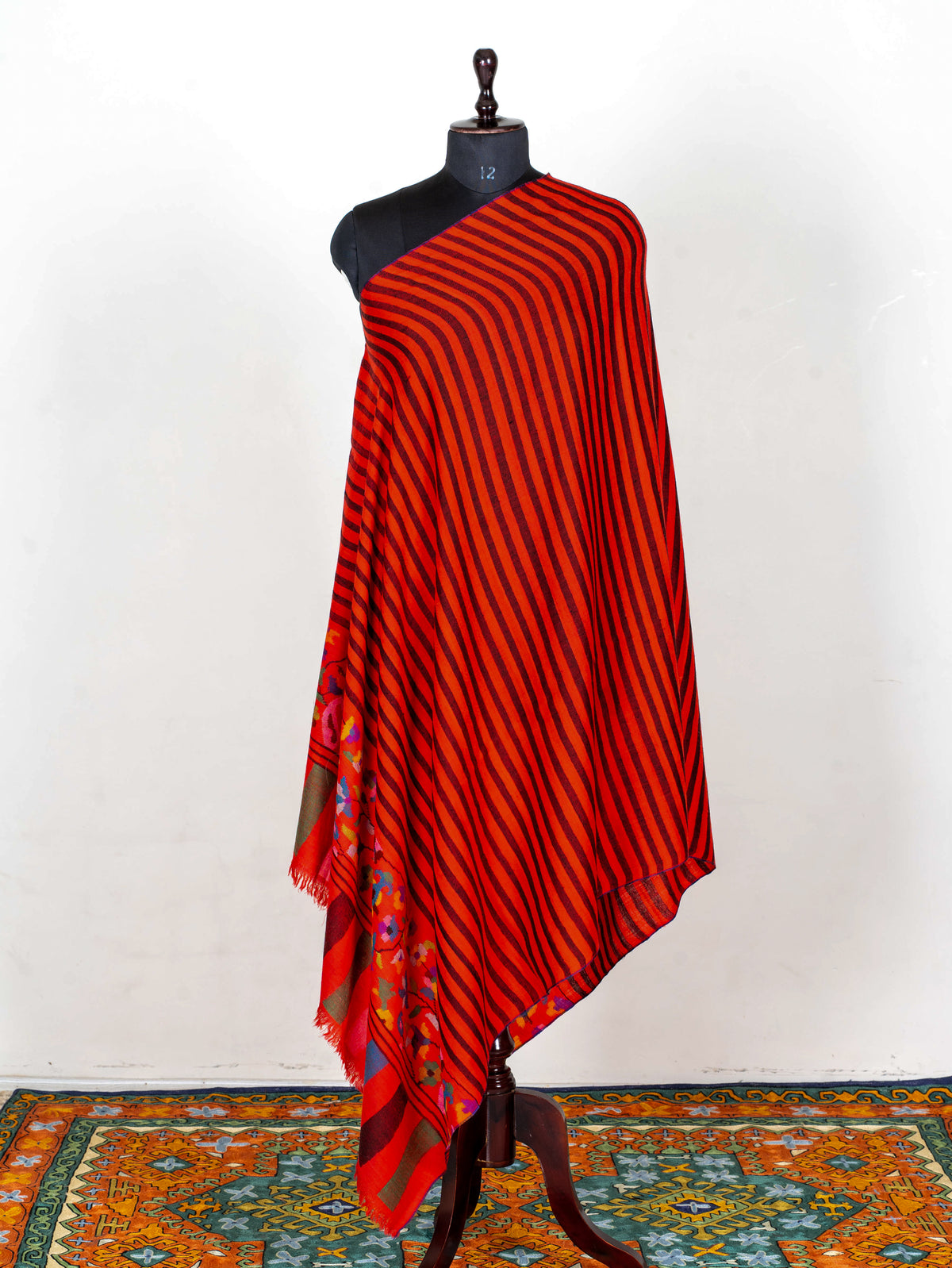 Scarlet Lines Hand Woven Kani Pure Pashmina Shawl