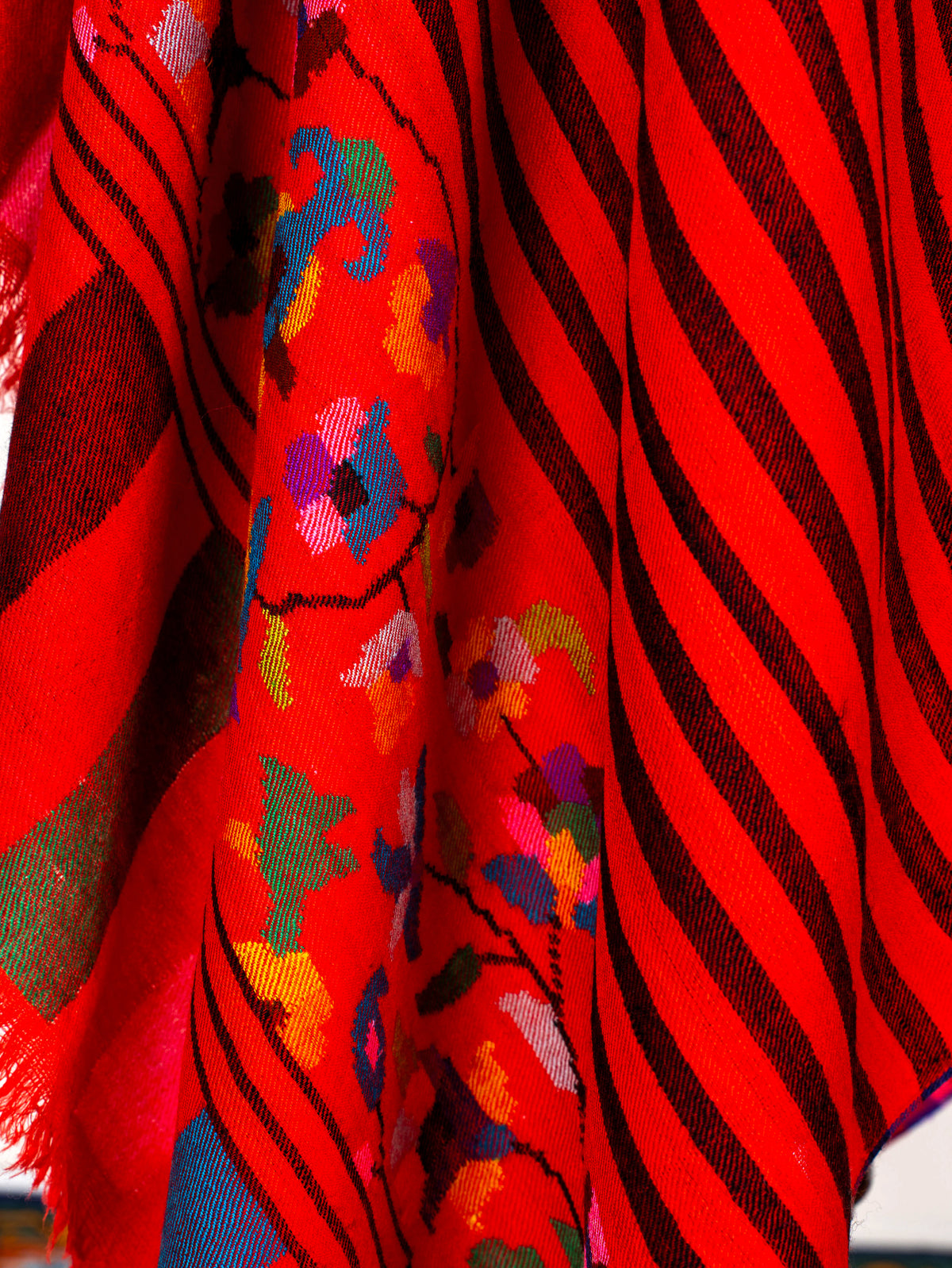 Scarlet Lines Hand Woven Kani Pure Pashmina Shawl
