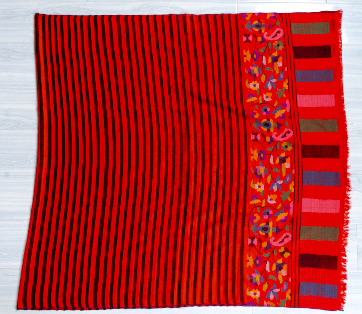 Scarlet Lines Hand Woven Kani Pure Pashmina Shawl