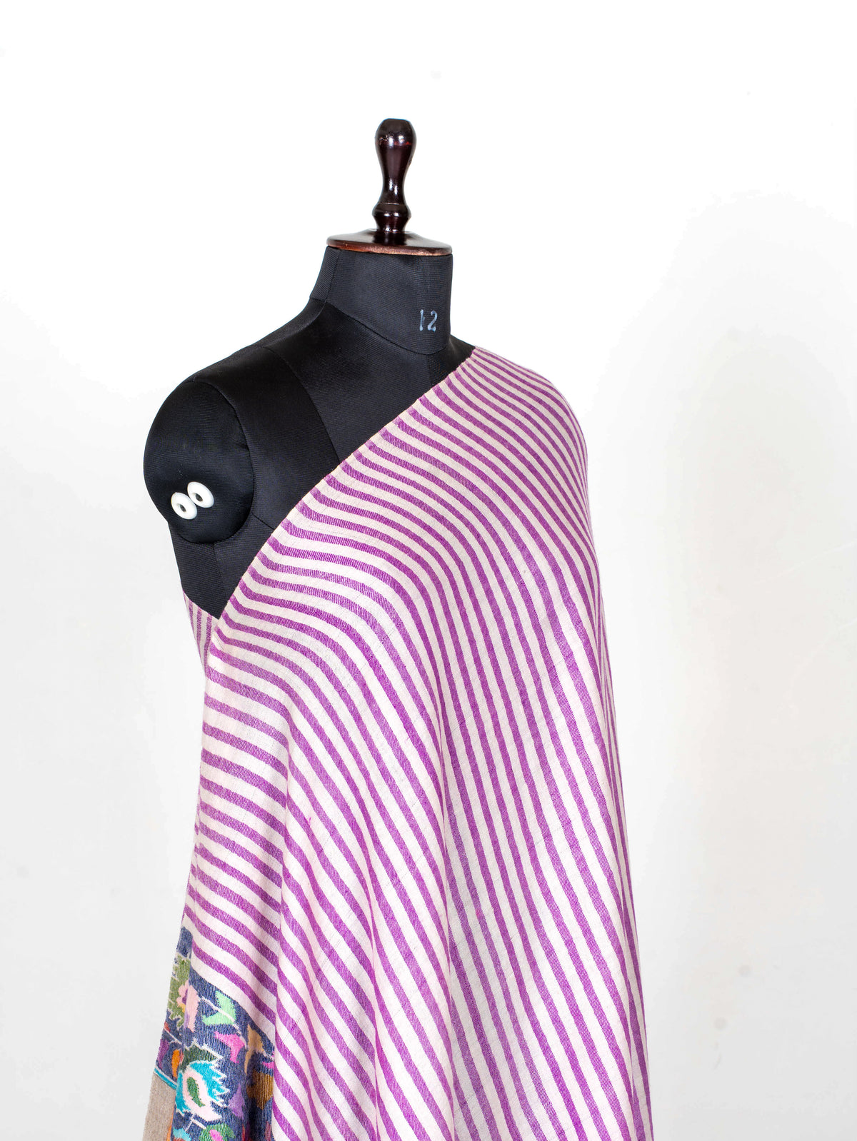 Lavender Stripe Pure Pashmina Hand Woven Kani Shawl