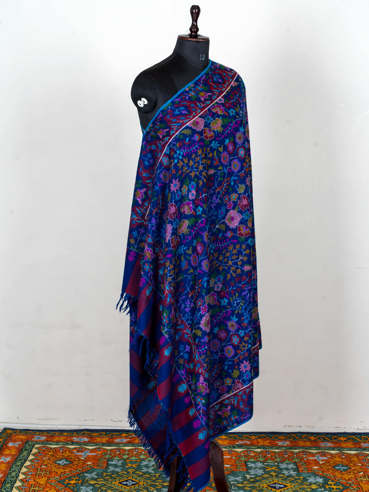 Midnight Orchard Pure Pashmina Hand Woven Kani Shawl
