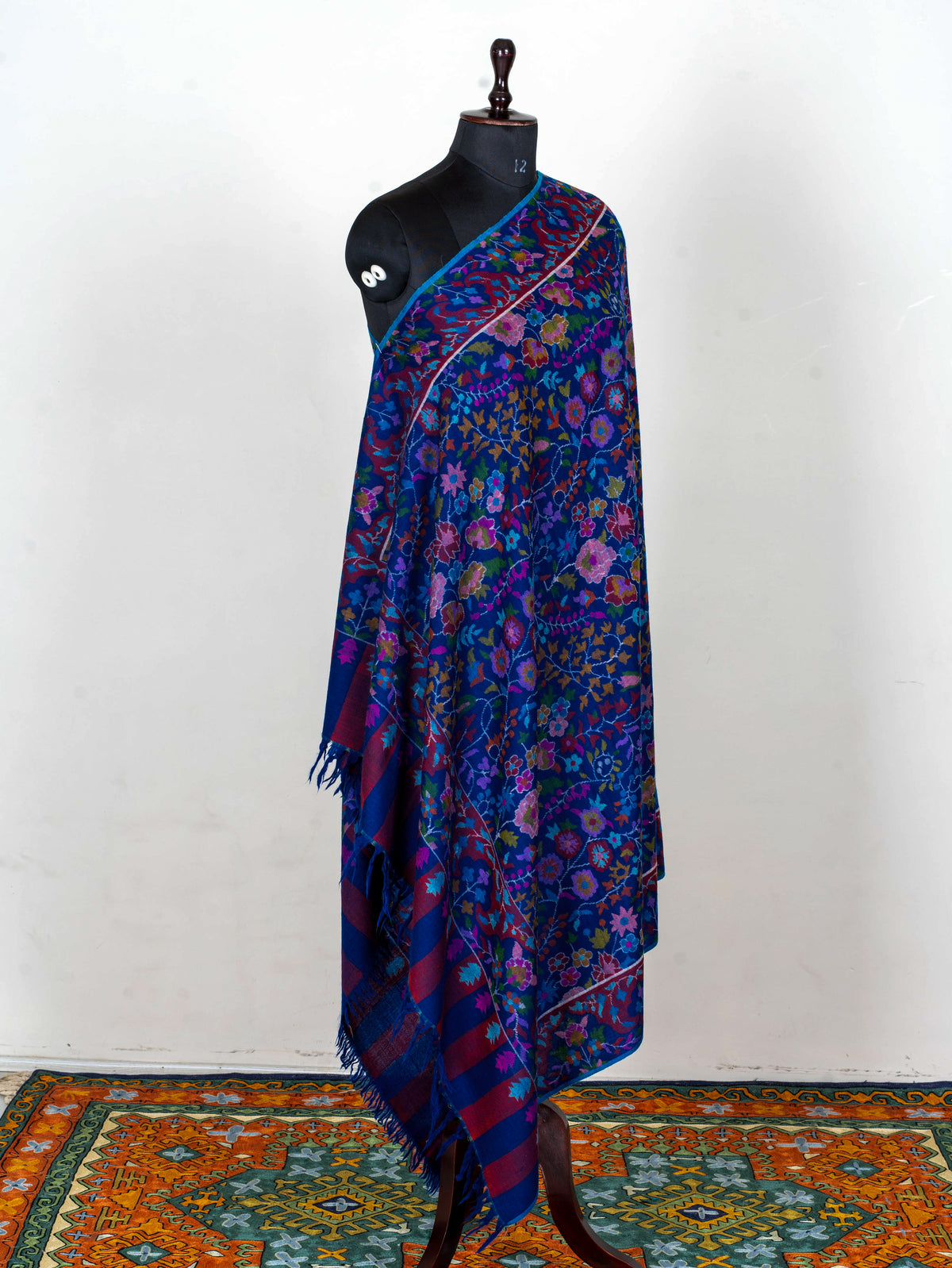 Midnight Orchard Pure Pashmina Hand Woven Kani Shawl