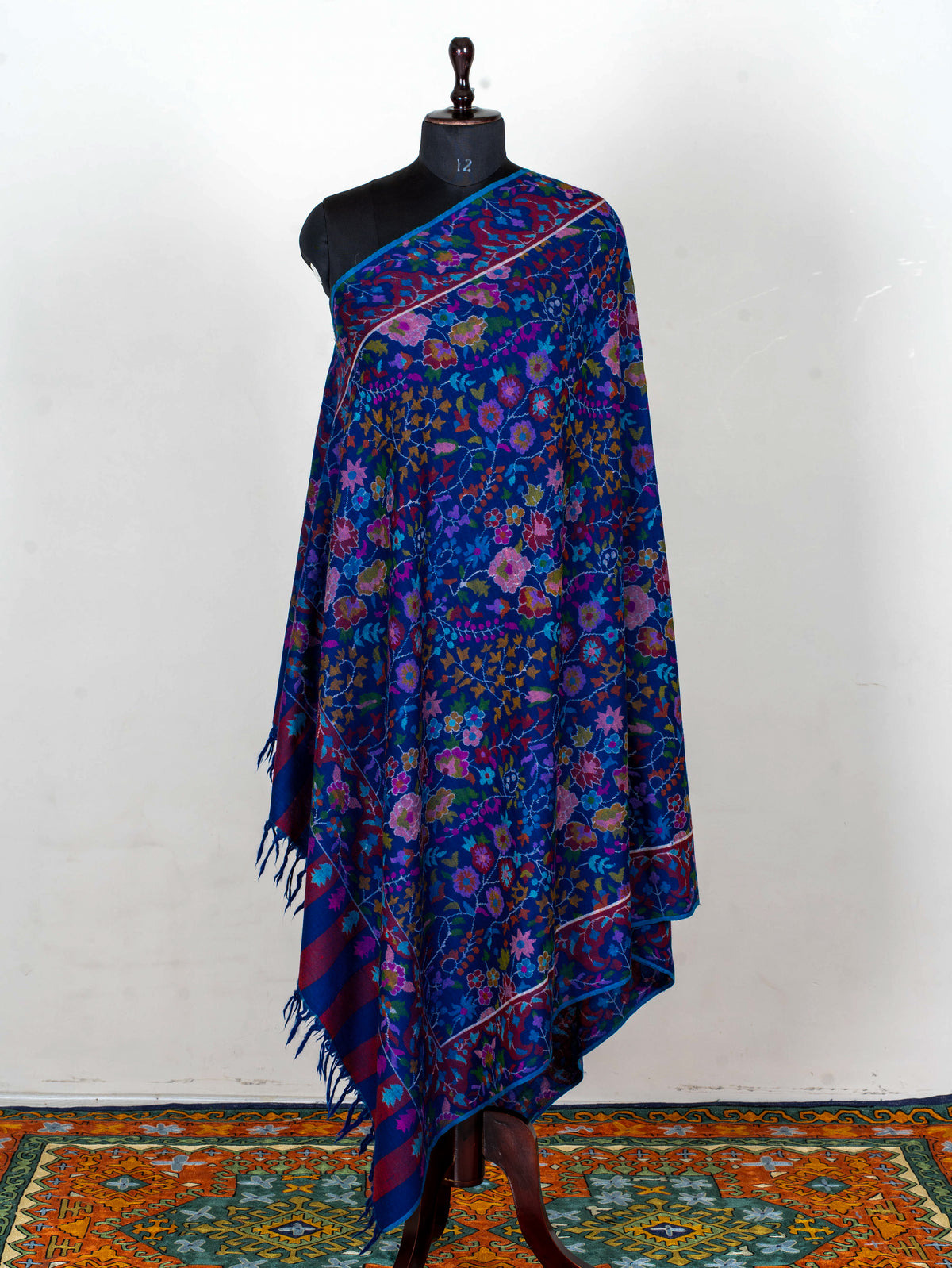 Midnight Orchard Pure Pashmina Hand Woven Kani Shawl
