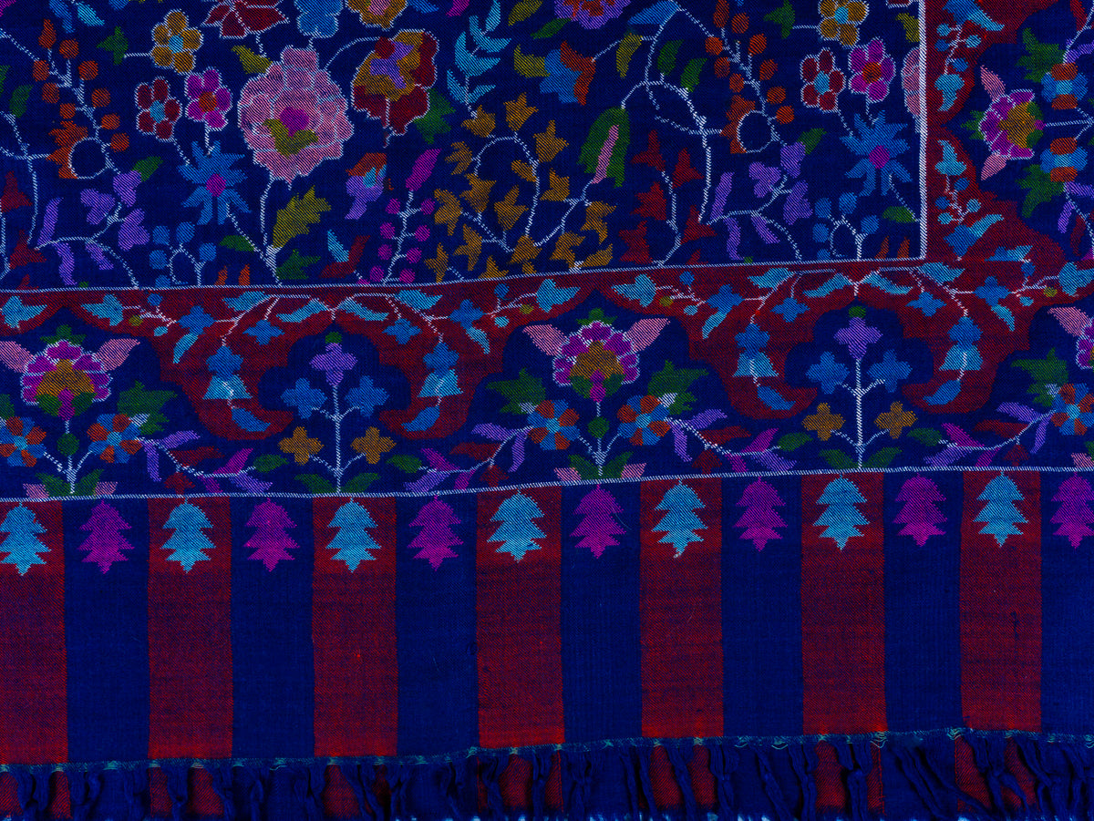 Midnight Orchard Pure Pashmina Hand Woven Kani Shawl
