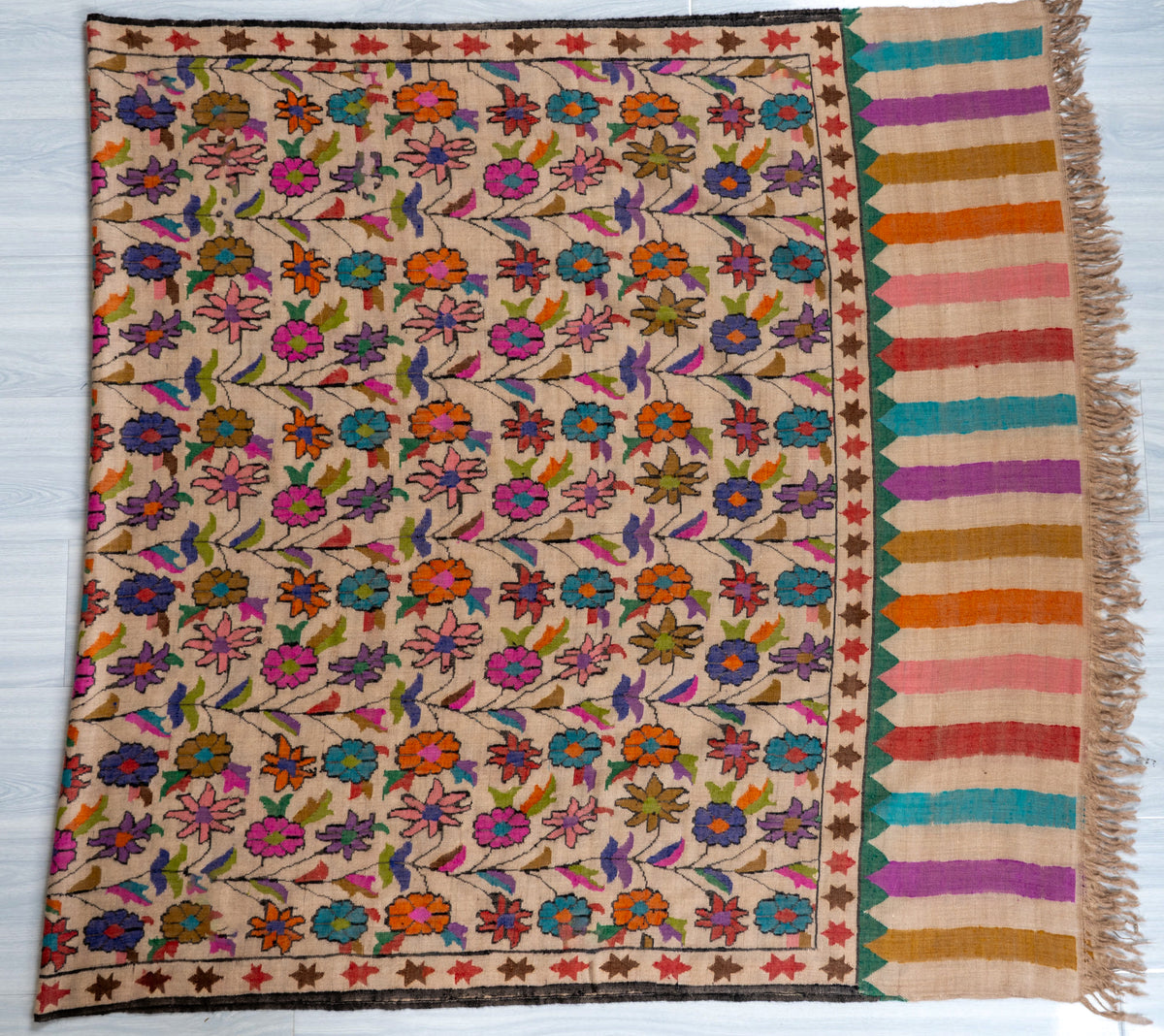 Meadow Mosaic Pure Pashmina Hand Woven Kani Shawl