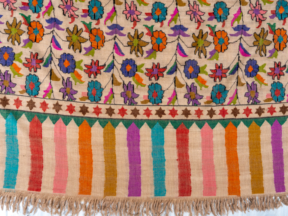 Meadow Mosaic Pure Pashmina Hand Woven Kani Shawl