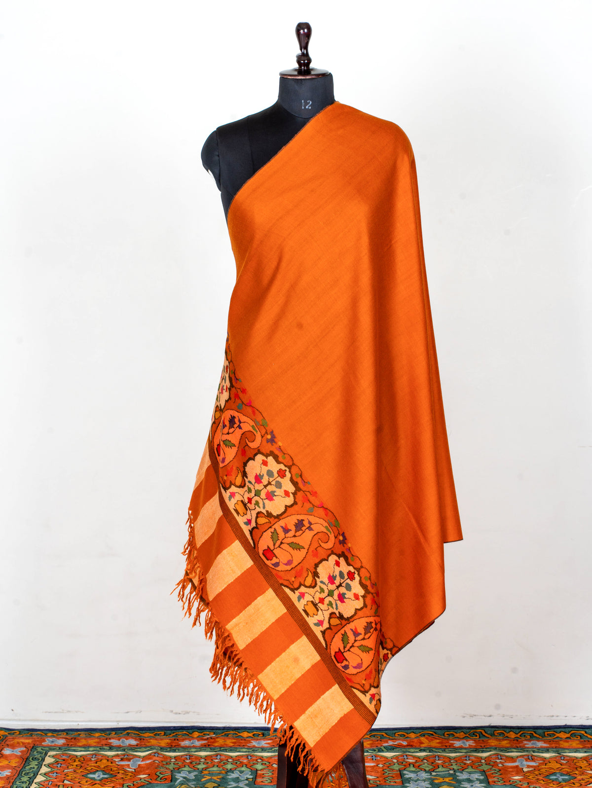 Sunset Flame Pure Pashmina Hand Woven Kani Shawl