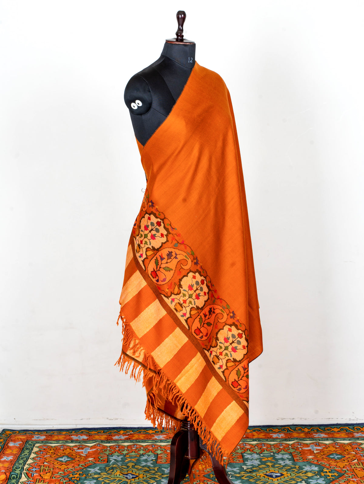 Sunset Flame Pure Pashmina Hand Woven Kani Shawl